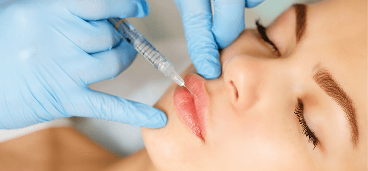 Patient during lip fillers treatment 01, Begone Skin & Body Perth